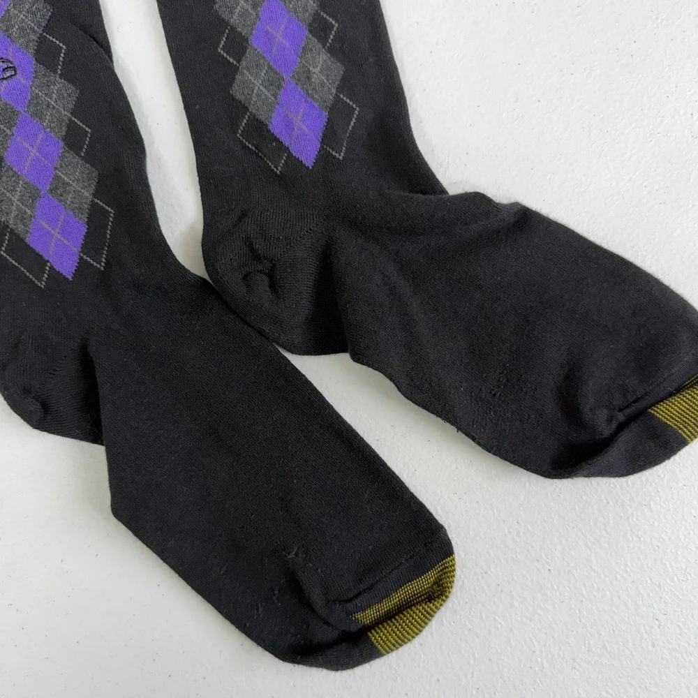 Gold Toe adult unisex purple diamond print tall business formal socks stretch